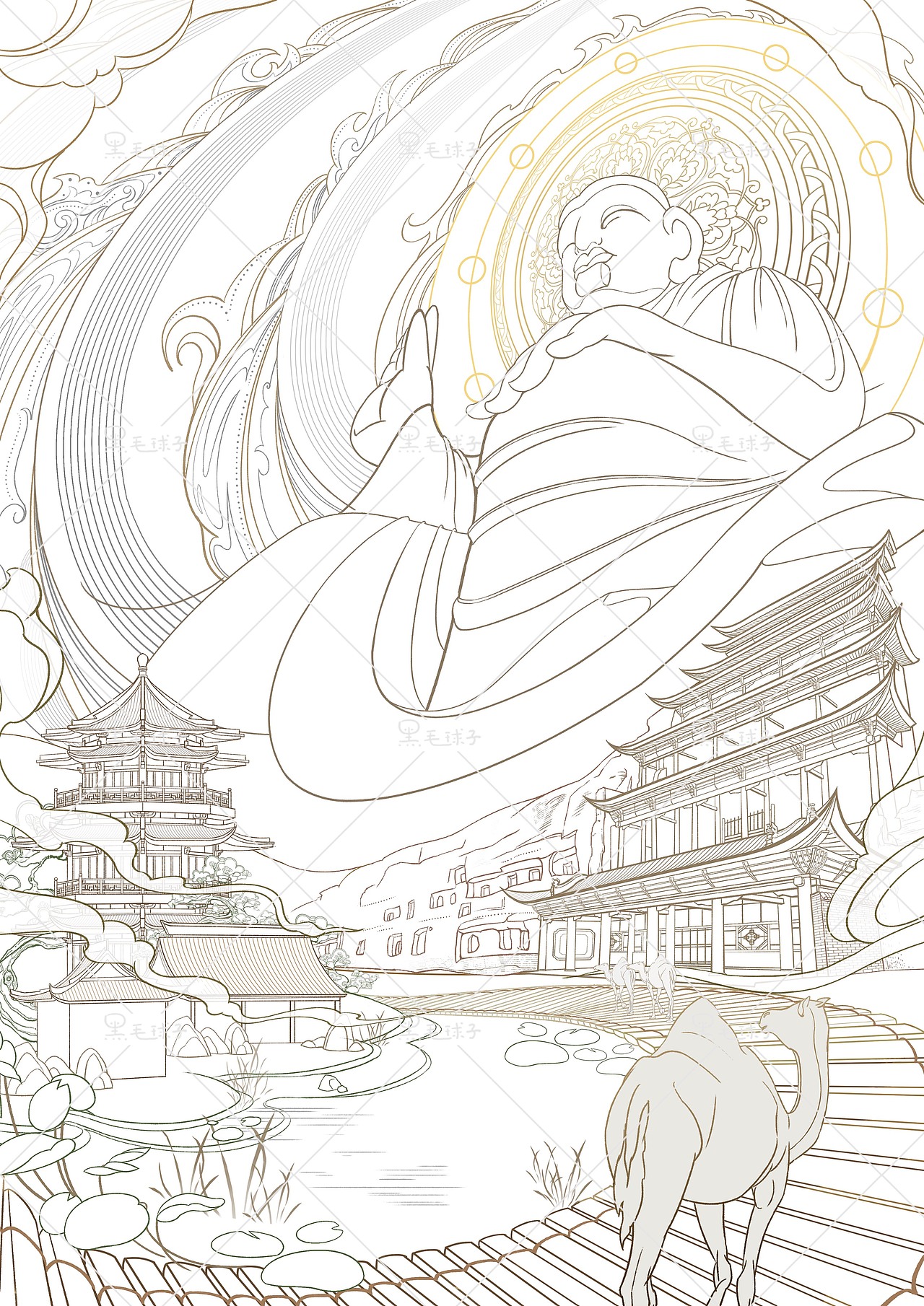 沙漠之光——万物皆可敦煌参赛作品（图ZMjgyMDE5NTU2） - 创作习作 - 站酷设计师黑毛球子原创素材 - 站酷ZCOOL