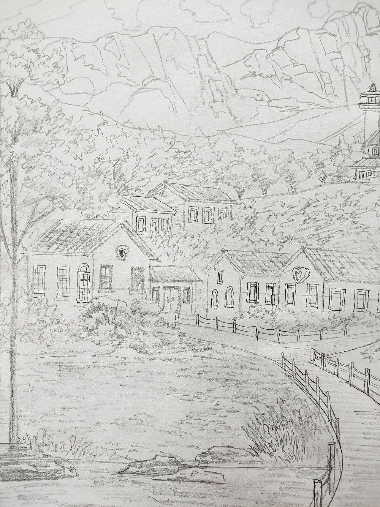 A3手绘｜春日乡村的风景④（图ZMzcwNDExODU2） - 创作习作 - 站酷设计师汤俊文MRTJW原创素材 - 站酷ZCOOL