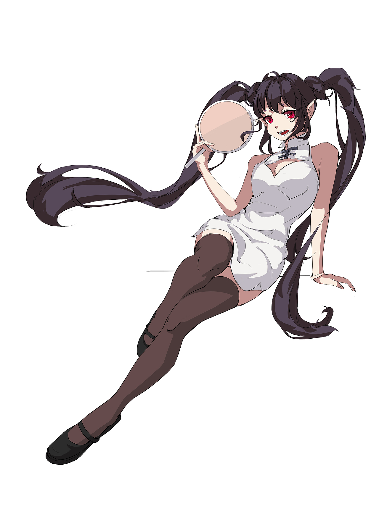 黑白灰商业插画海报角色设计商业插画海报立绘二次元角色插画添加表情