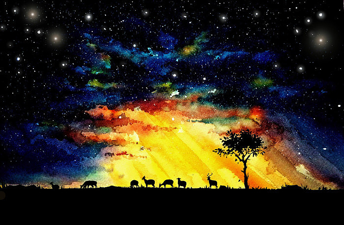 推荐画室北京成人画室梵高之路画室水彩星空