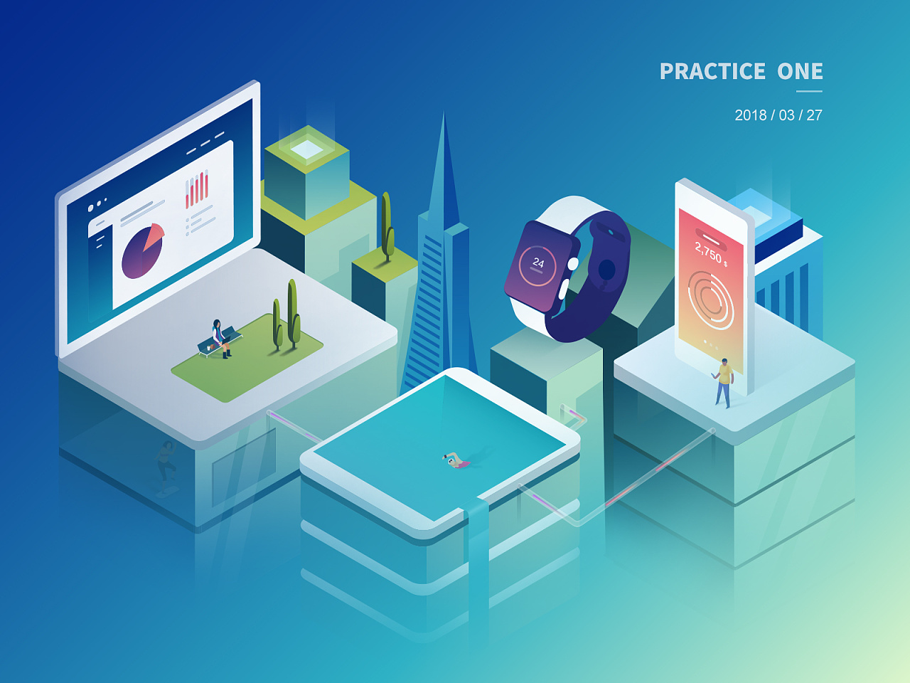 2.5d立体插画临摹