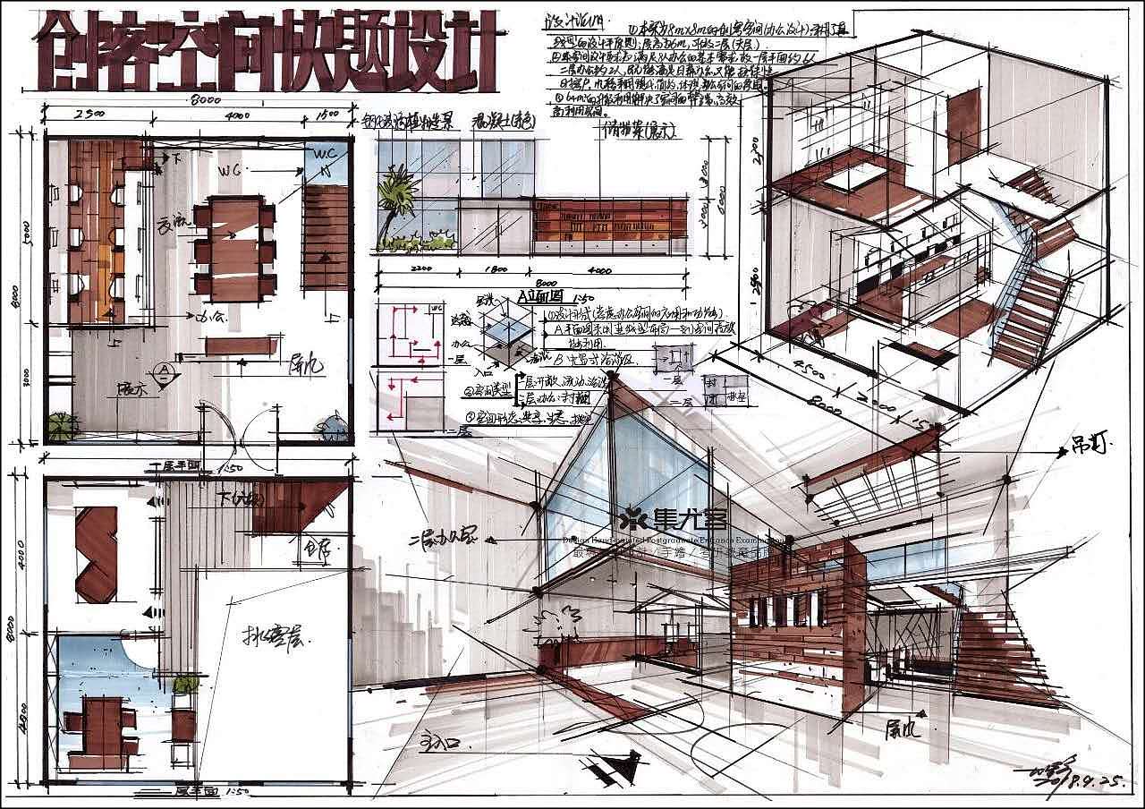 【集尤客考研快题分享】孙大野老师室内快题设计手绘