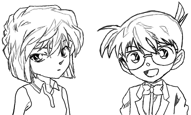 柯南與灰原（圖ZMTM3NjY5Ng==） - 商業(yè)插畫 - 站酷設計師可樂老鼠原創(chuàng)素材 - 站酷ZCOOL