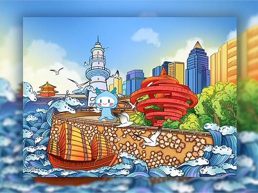 龙湖海水稻包装盒插画