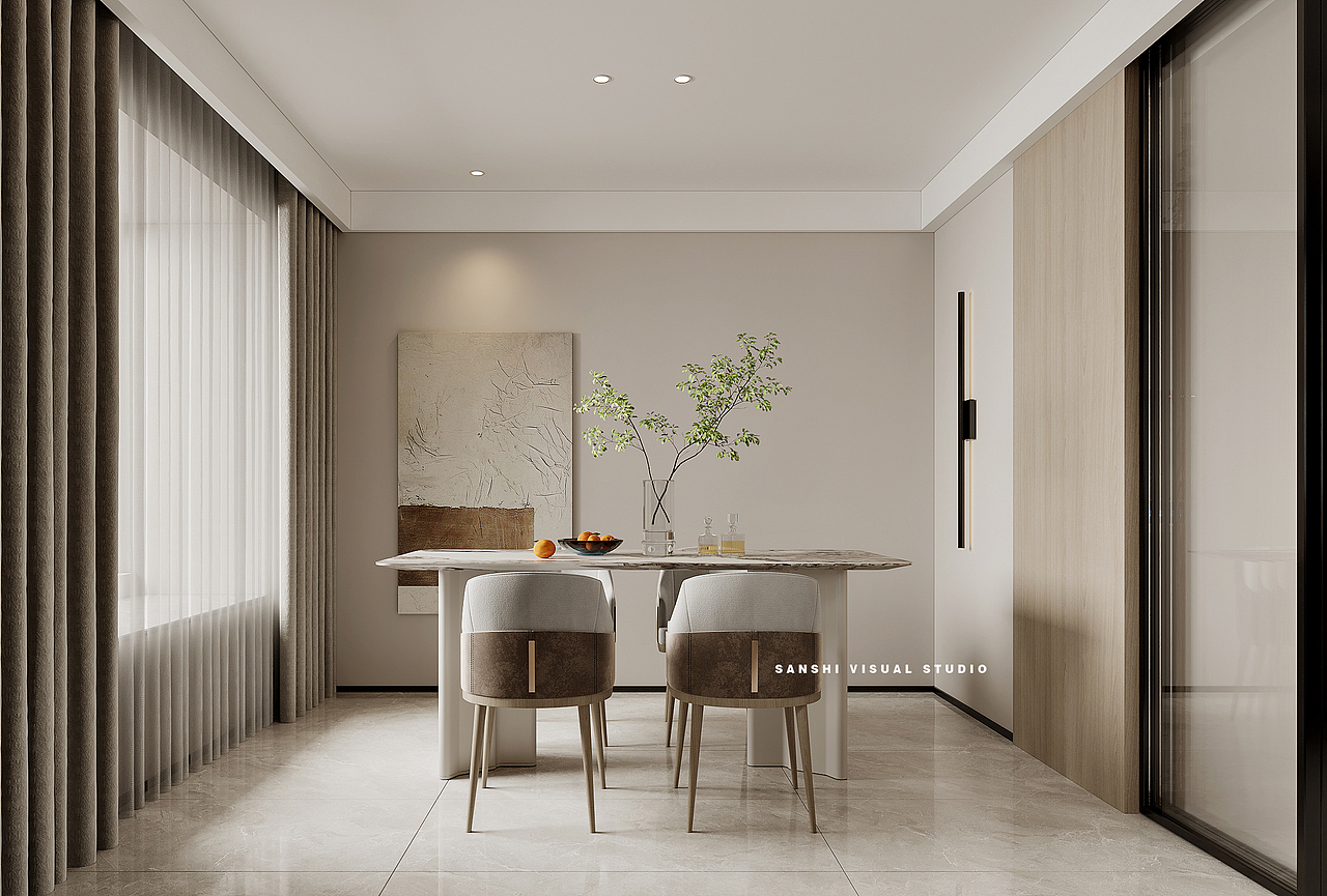 现代风格客餐厅、卧室
