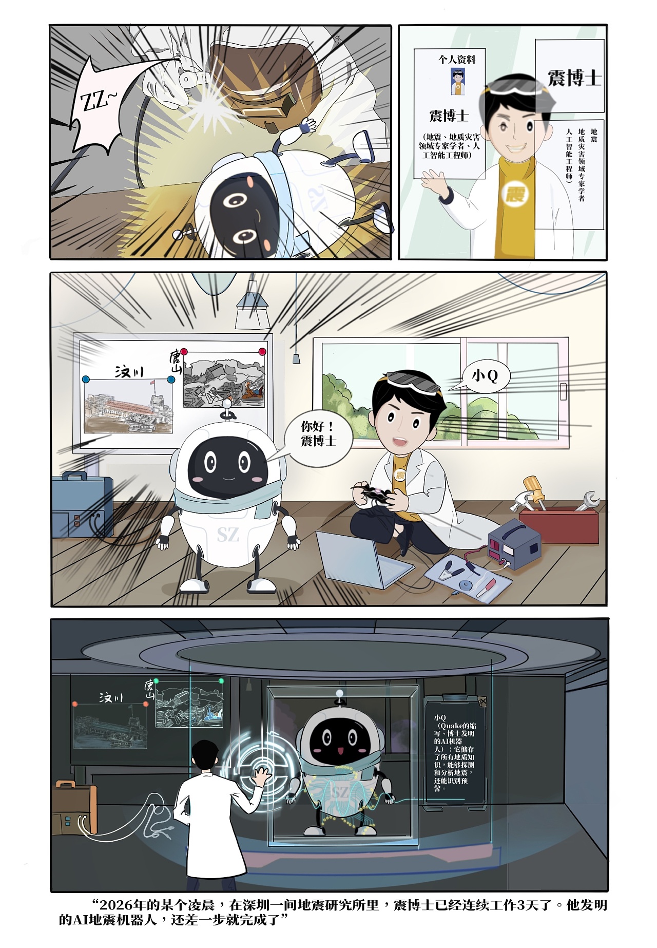 地震灾害预警科普插画