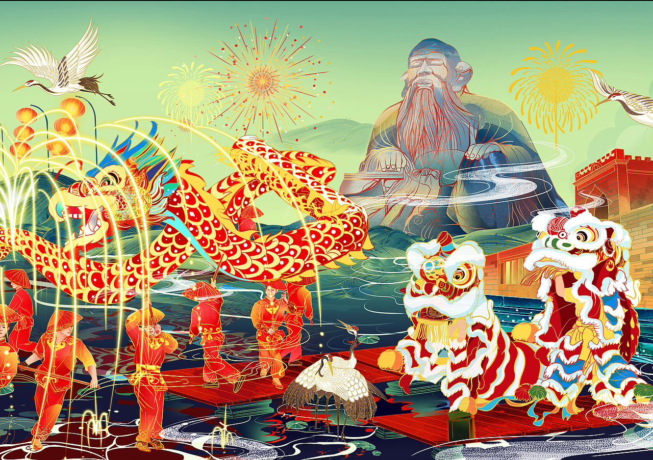 泉州贺年||国潮风插画春节新年长卷(图ZMjc4NjEzNjQw) - 商业插画 - 站酷设计师锦玉公子原创素材 - 站酷ZCOOL