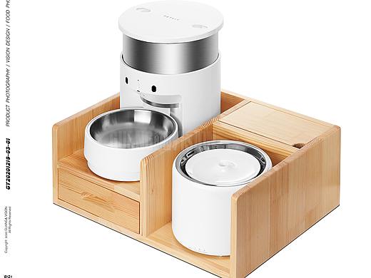 产品摄影 | 小佩宠物喂食器+饮水器放置架 白底展示图