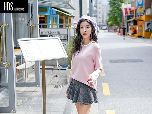 韩风女装韩国模特街景拍摄