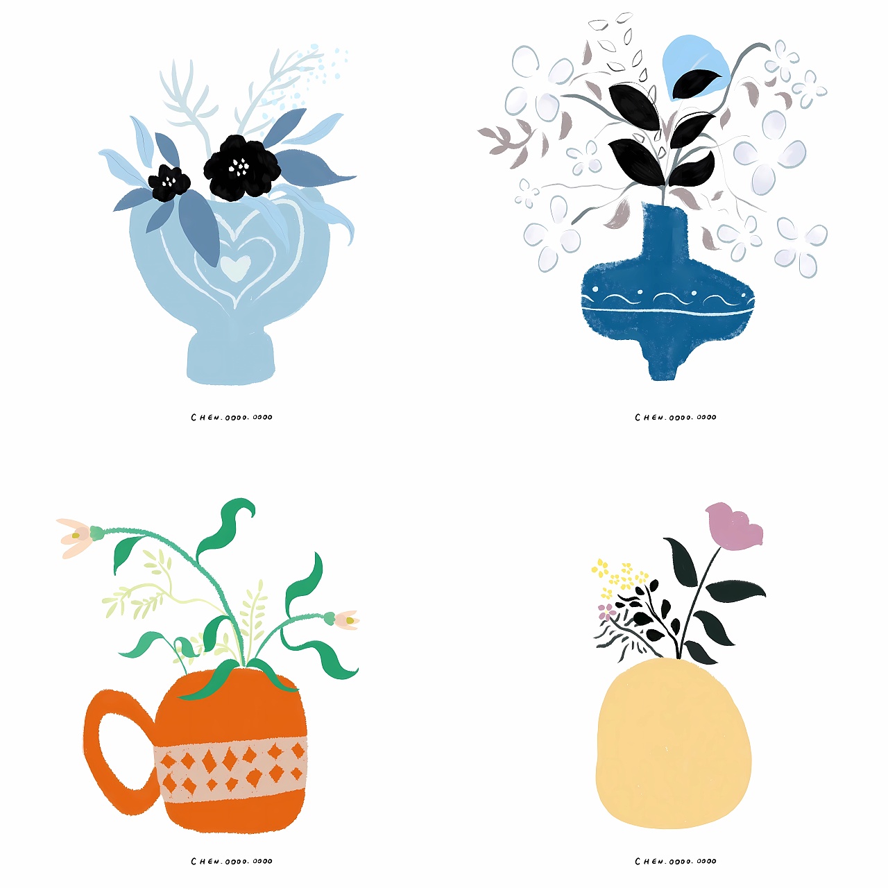 每日插花系列插画 小合集0719~