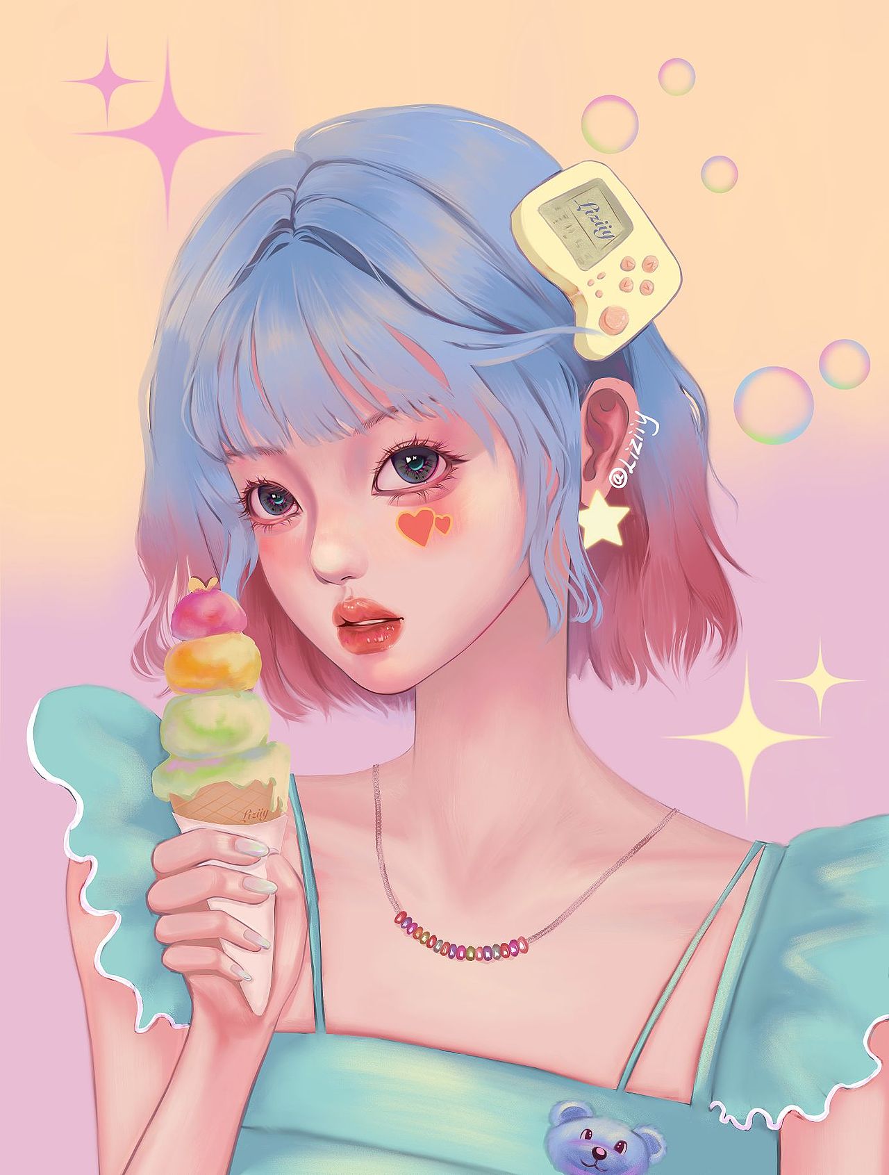 原创插画|夏日多巴胺少女