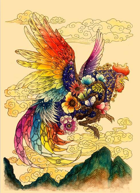 水彩公鸡台历（图ZNjg1MDYzNzI=） - 商业插画 - 站酷设计师喻易阳原创素材 - 站酷ZCOOL