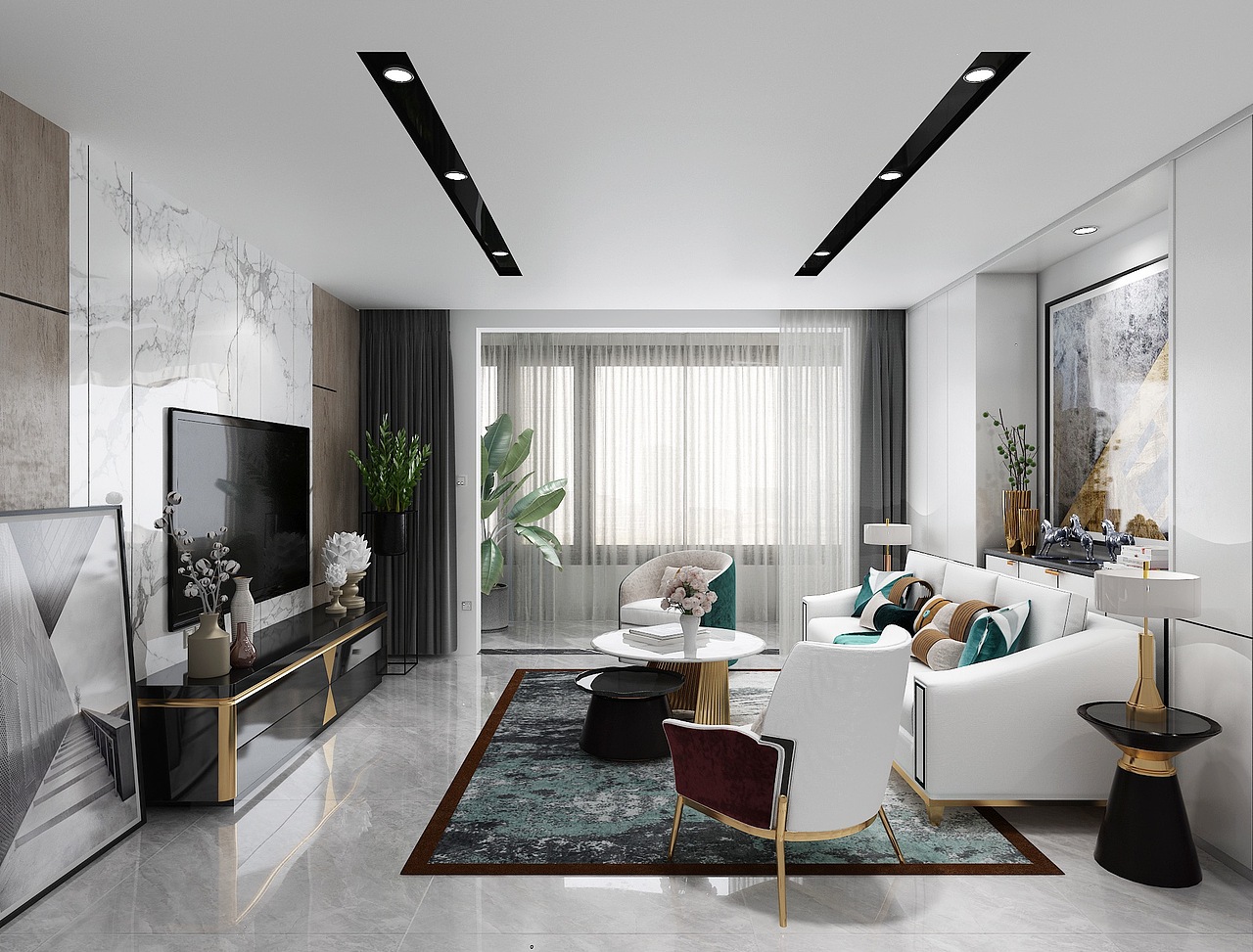 现代轻奢客厅（图ZMTYyODY2NDI4） - 建筑/空间 - 站酷设计师艾克思皮原创素材 - 站酷ZCOOL
