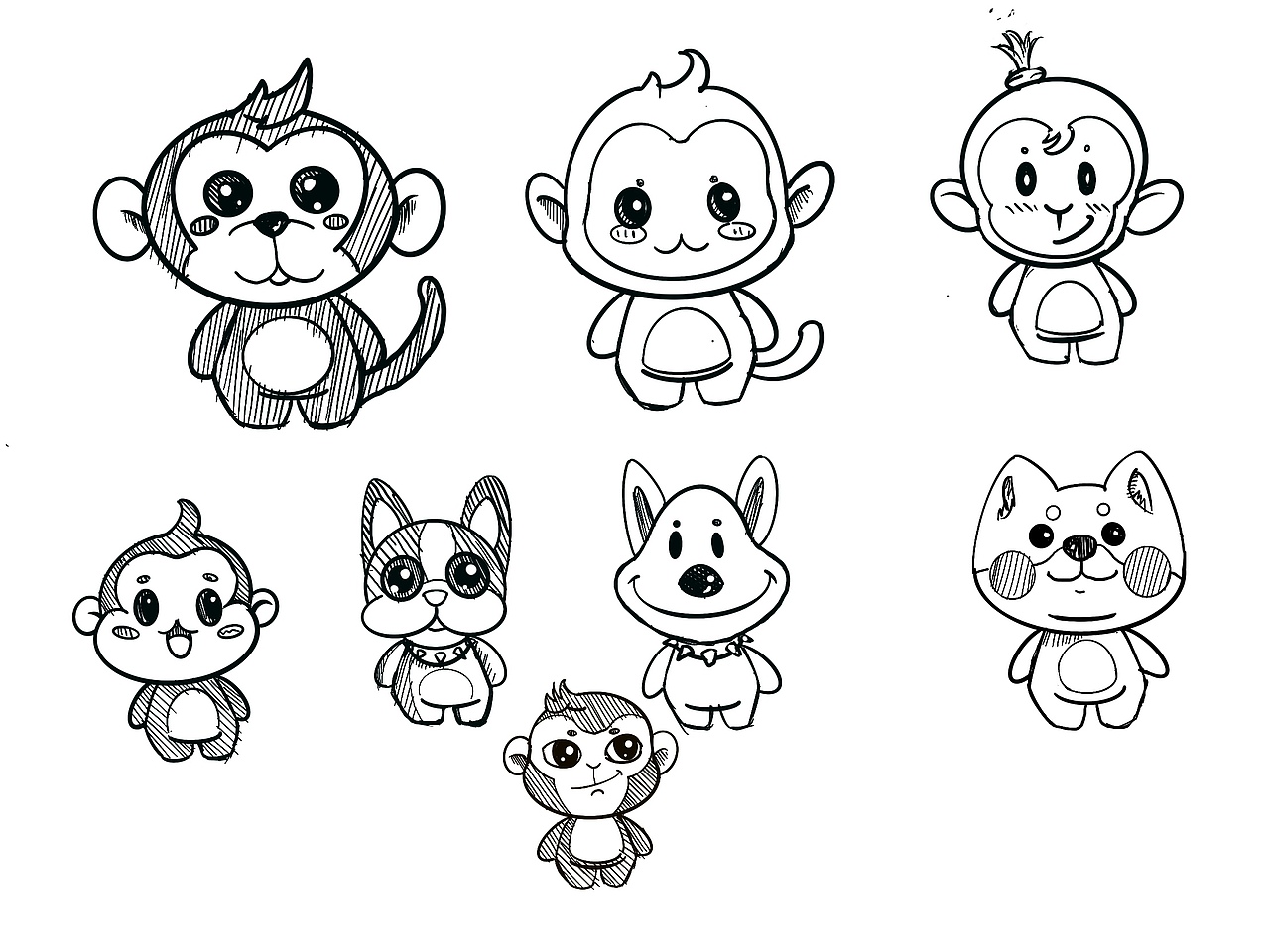 公司吉祥物小伙伴部分手稿以及部分细化