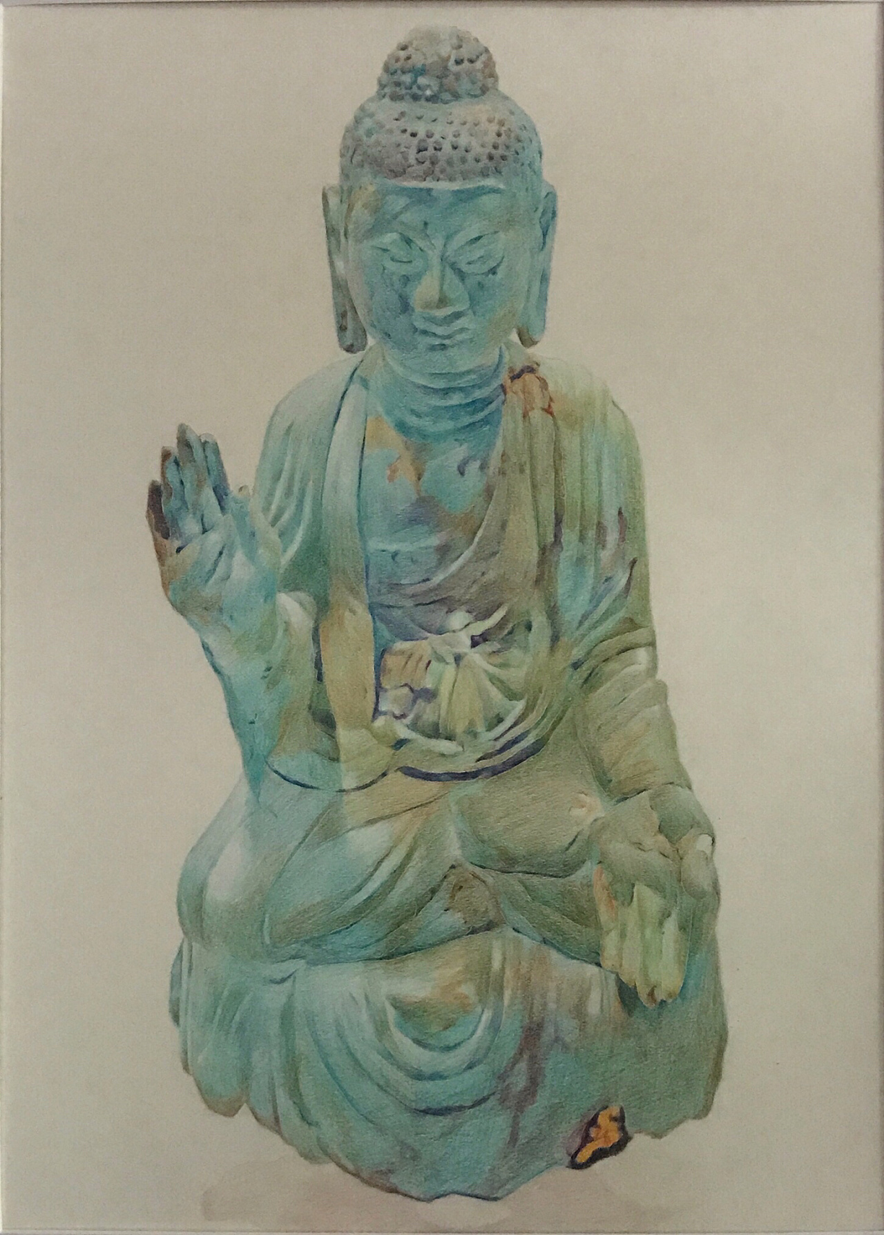 彩铅作品:青铜佛像