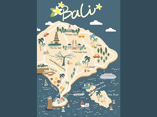 巴厘島地圖（個人主頁-ZMzY2OTkxMDA=） - 商業(yè)插畫 - 站酷設(shè)計師yo_sucre原創(chuàng)素材 - 站酷ZCOOL