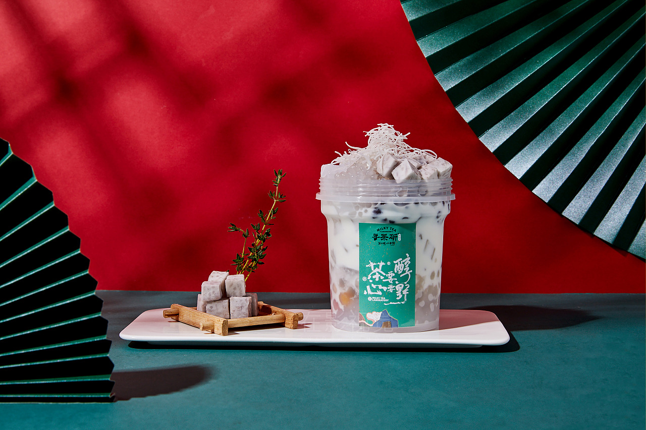 国潮风 饮品 奶茶平面 寻茶研