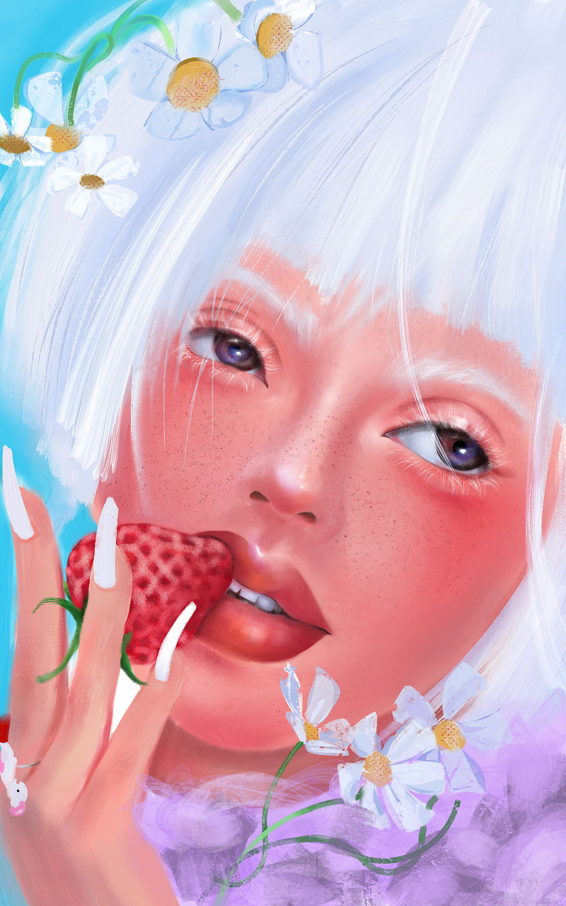 板绘练习-艺术感十足的白发小姐姐