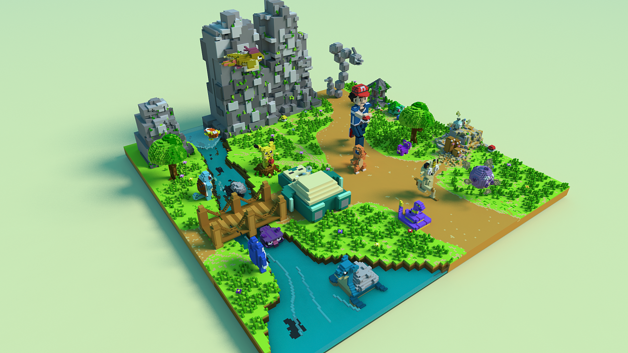 口袋妖怪3d像素风作品