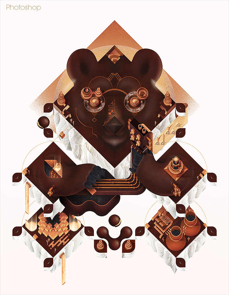 Ukulele bear 绘图思路、流程（图ZMzUxOTY4NDQ=） - 艺术插画 - 站酷设计师饭斯拉_fAnZiLLa原创素材 - 站酷ZCOOL
