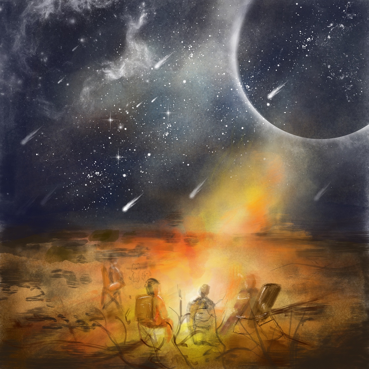 临摹常想一二老师的篝火|插画|艺术插画|z878472794 - 临摹作品