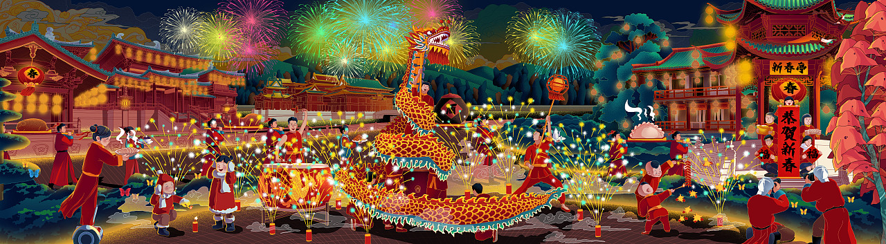2021万科节日插画系列1~2月