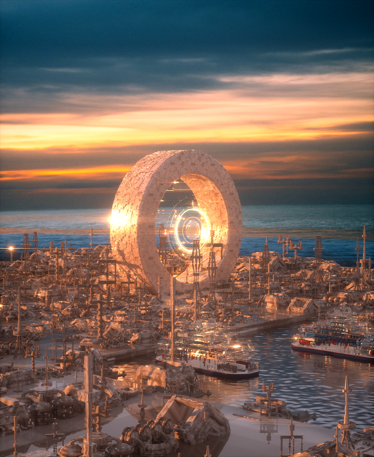 c4d超现实建筑场景