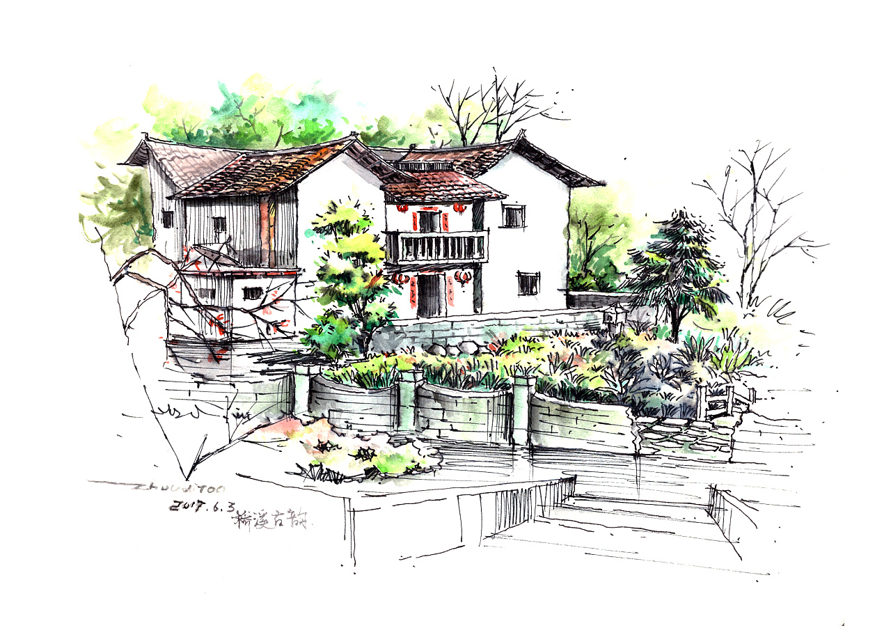 梅州桥溪古韵,松口古镇写生