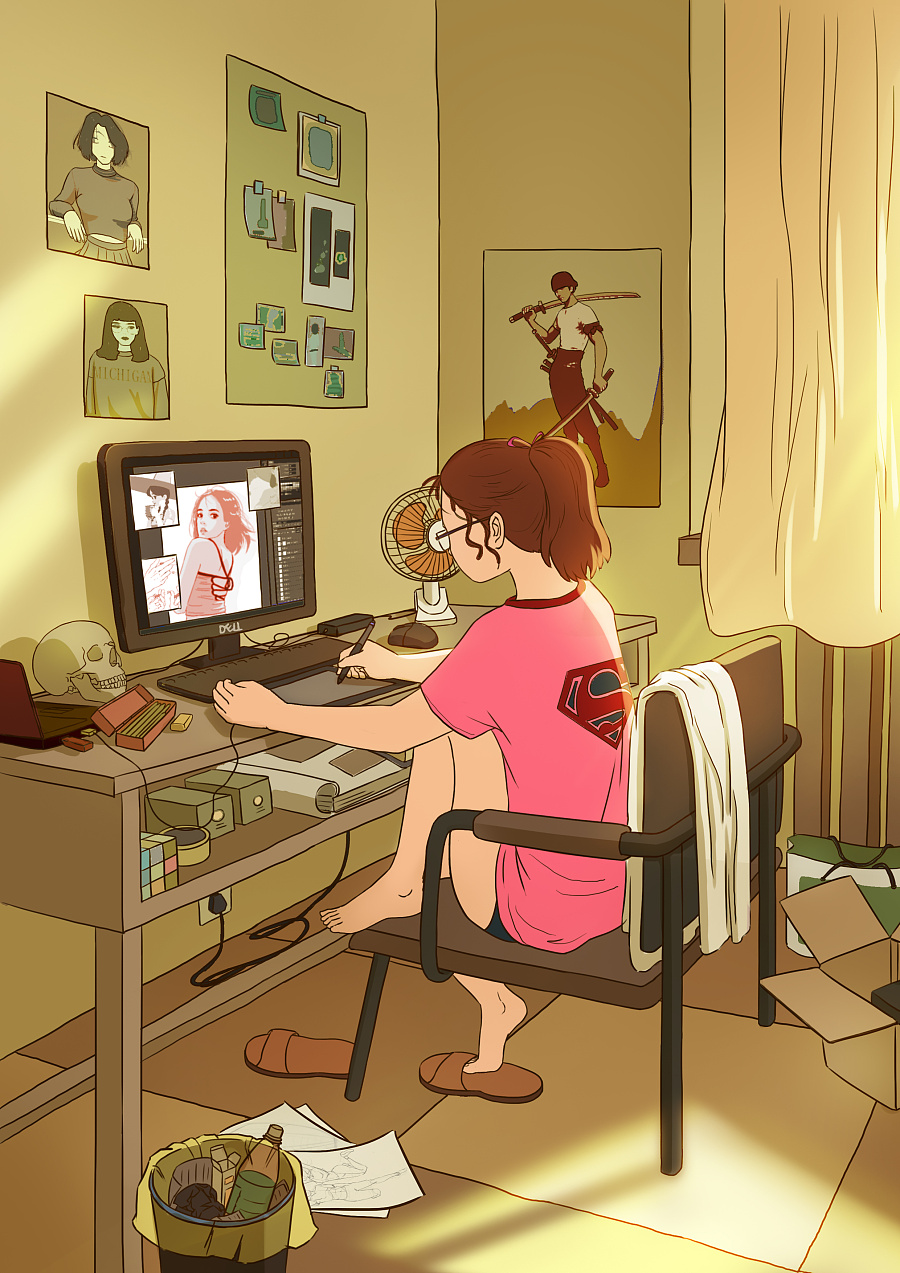 正在画画的我|插画习作|插画|第四种人 - 原创设计作品 - 站酷 (zcool