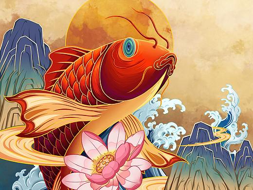 【個(gè)人練習(xí)作品】躍海錦鯉（個(gè)人主頁-ZNTIzMjIzNzI=） - 商業(yè)插畫 - 站酷設(shè)計(jì)師云中牧童原創(chuàng)素材 - 站酷ZCOOL