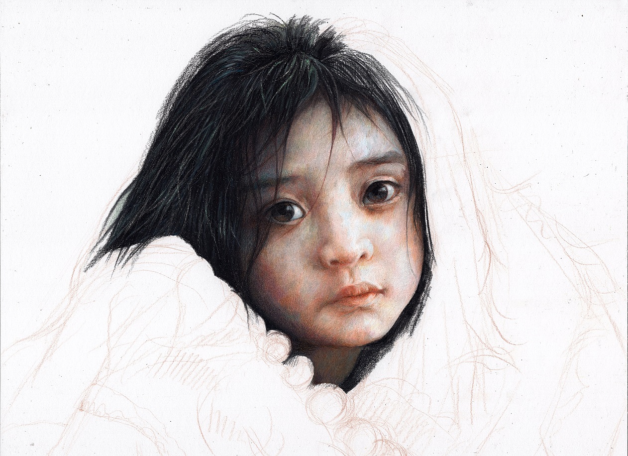 彩铅画-《微风掠过发梢》（图ZMTIyNzAxMTY0） - 绘画 - 站酷设计师方寸Lei原创素材 - 站酷ZCOOL