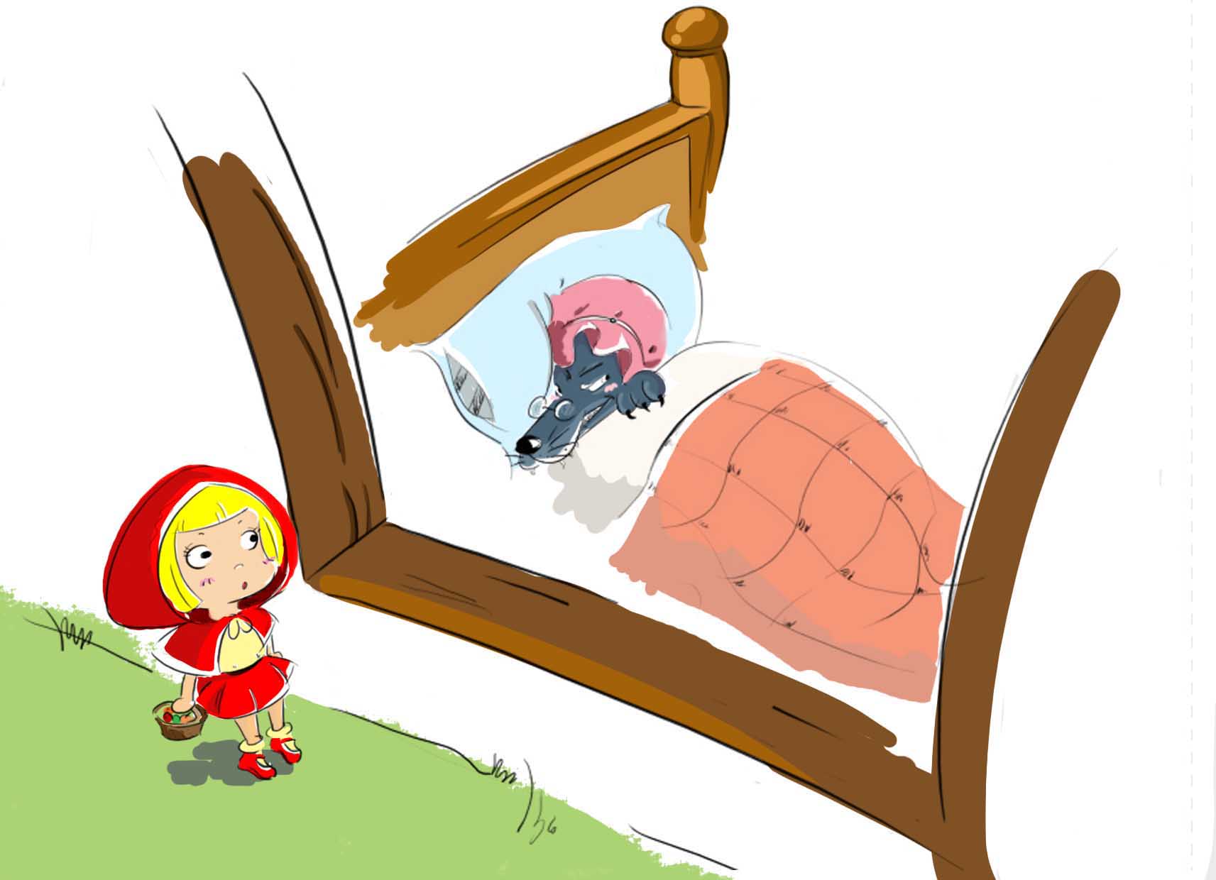 小红帽与狼外婆简笔画图片