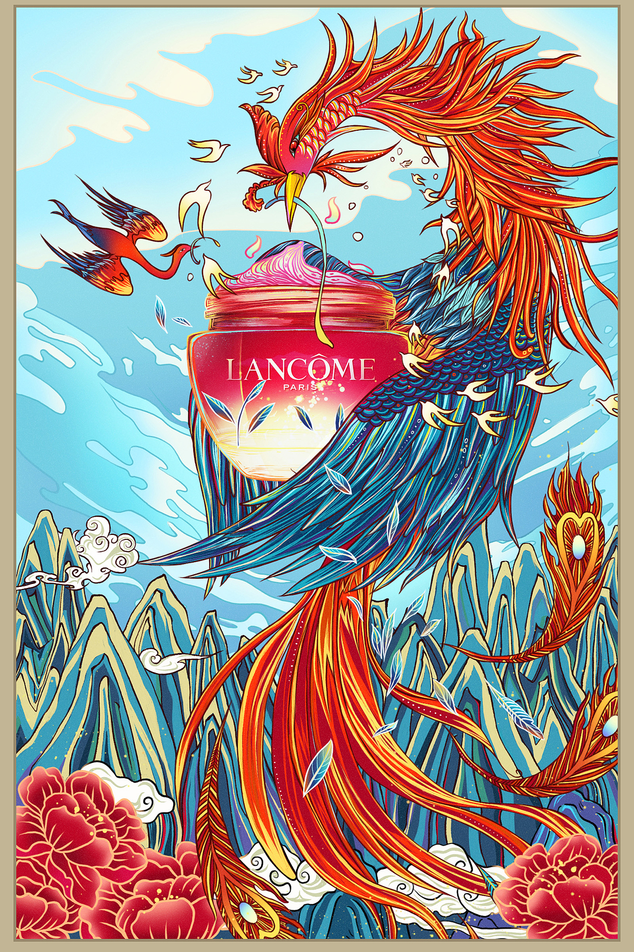 工笔白描国潮风元素插画合集