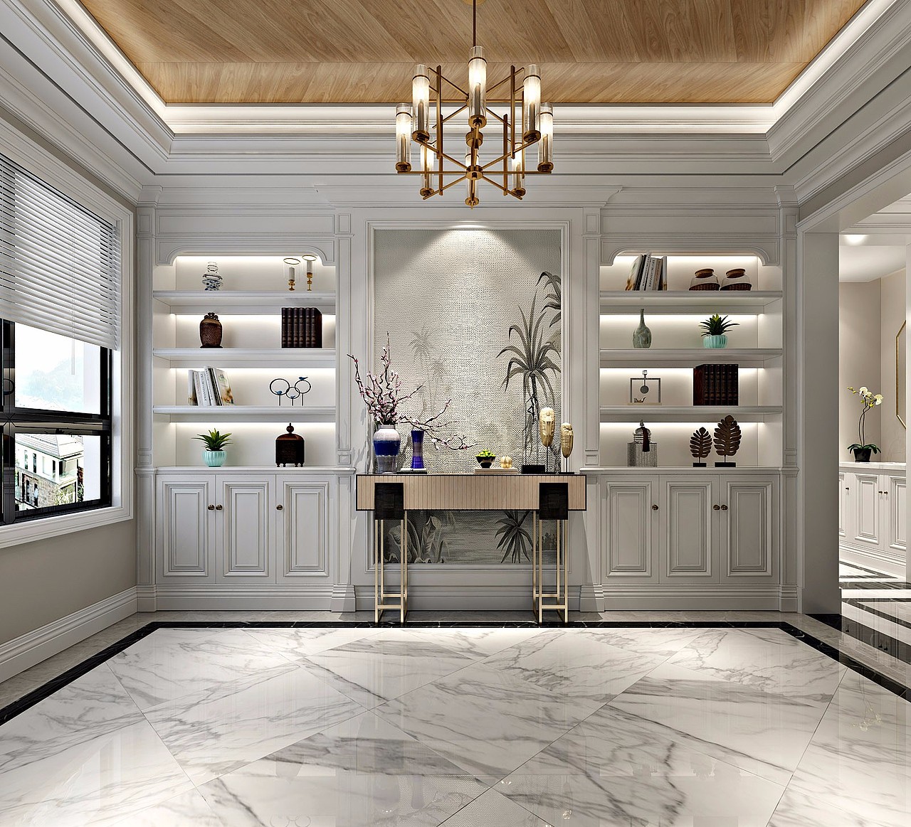 这套450平别墅高端大气上档次，碧桂园大别墅装修---走廊玄关