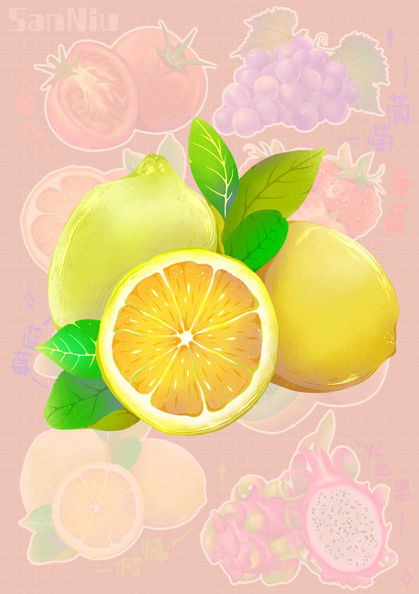 Ipad绘画|扁平风水果合集