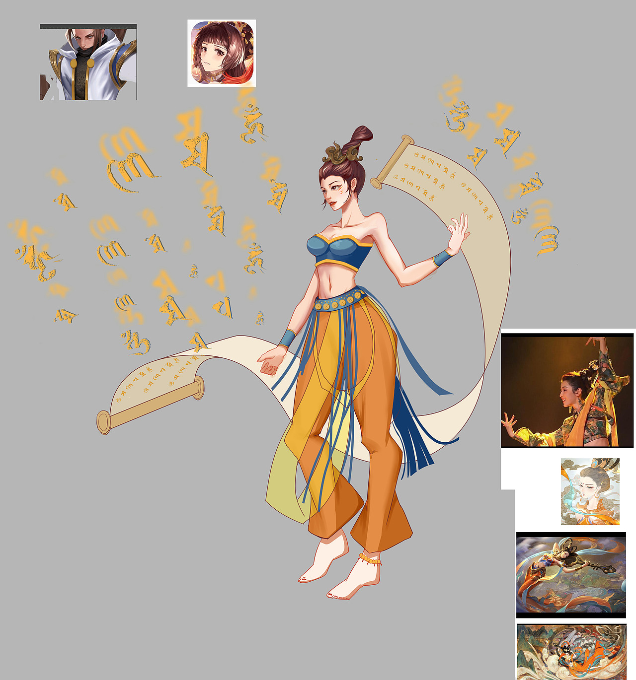 敦煌少女游戏原画立绘（图ZMjM4MjQ1NDQ0） - 游戏原画 - 站酷设计师吕大锤手工铺原创素材 - 站酷ZCOOL