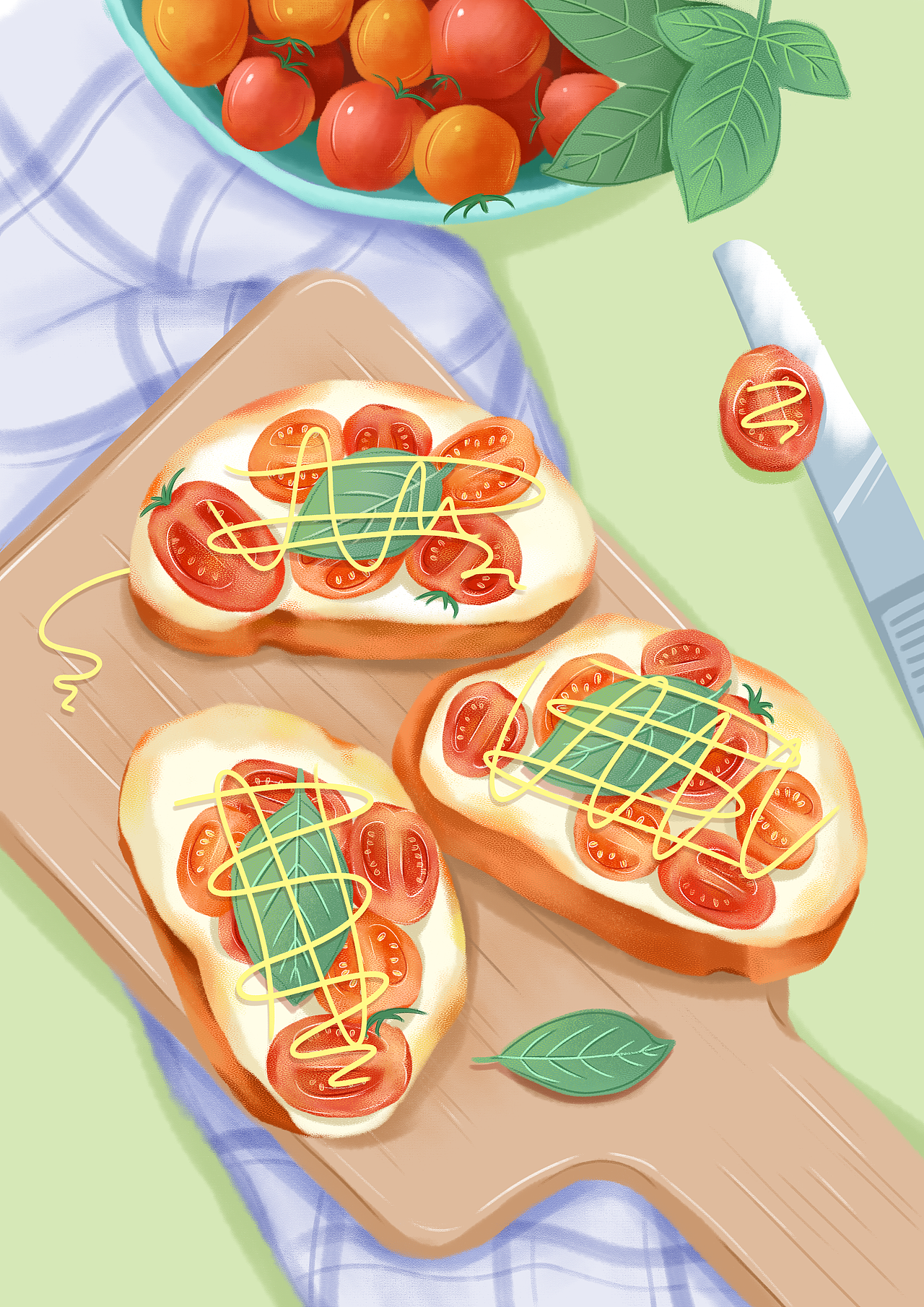 PS治愈风食物插画