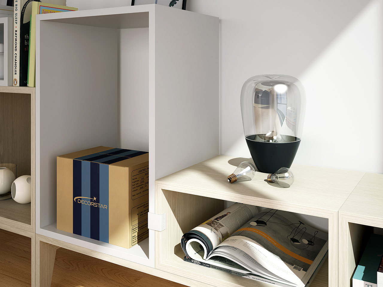 钨丝灯瓦楞纸板包装设计+场景渲染