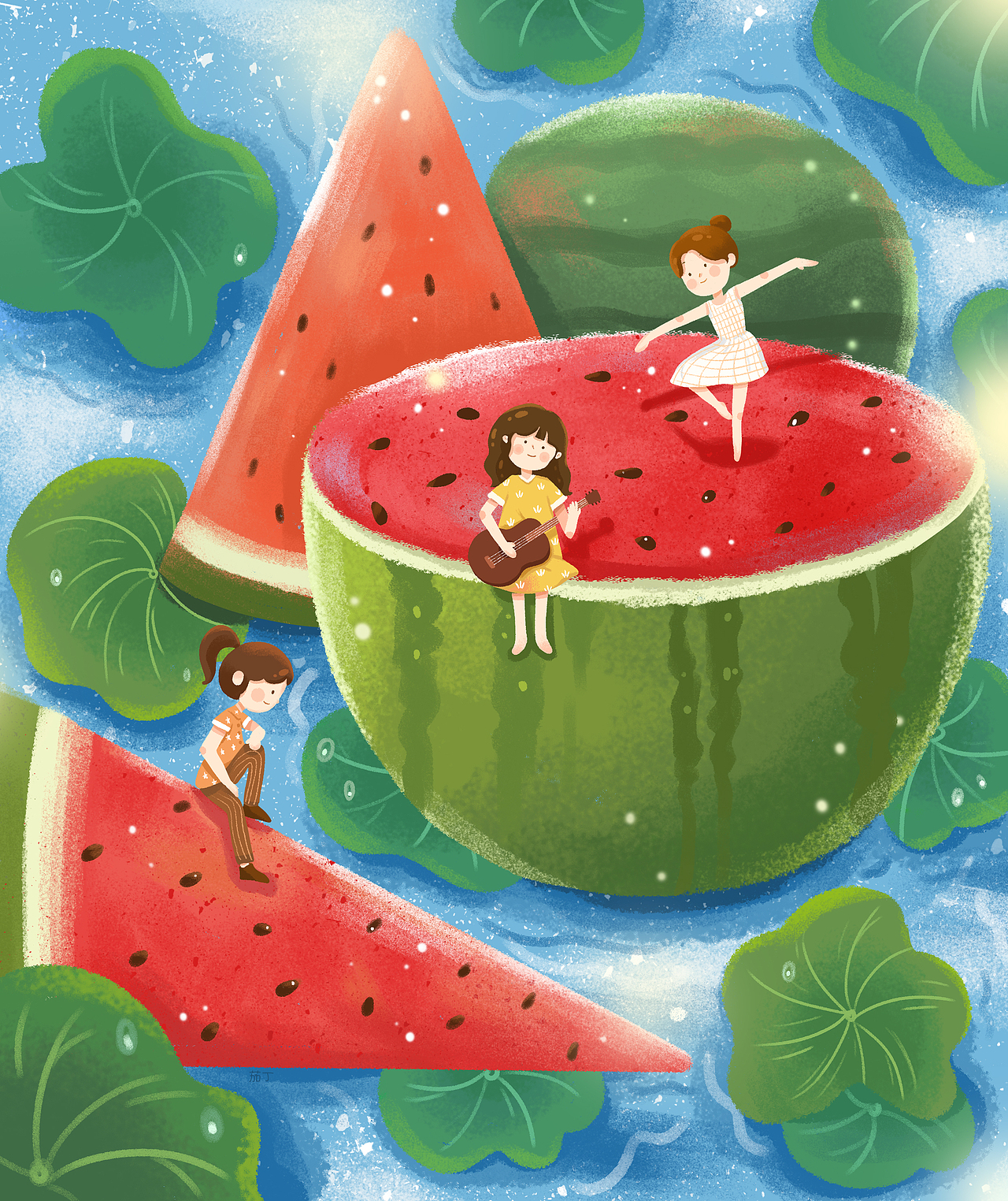 想念夏天的西瓜（图ZMjg2NzUyODIw） - 商业插画 - 站酷设计师温斯粒原创素材 - 站酷ZCOOL