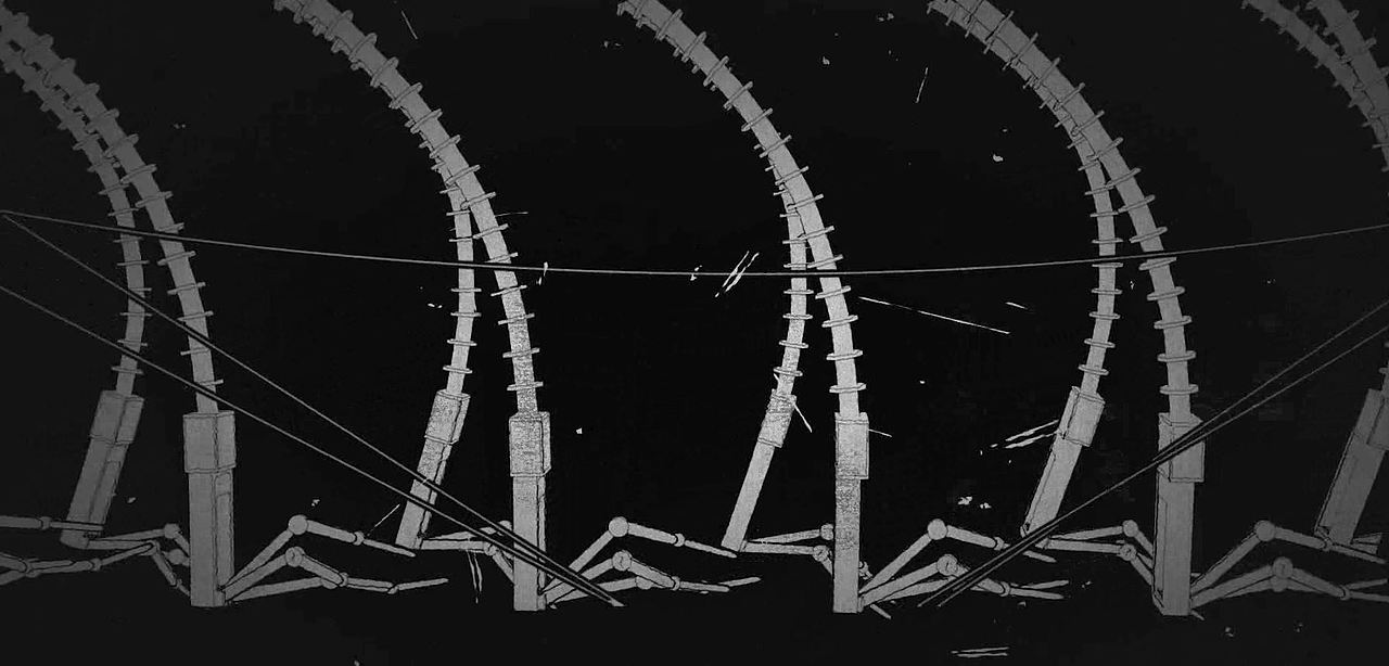 机器大军步伐整齐地向人类挥刀霍霍