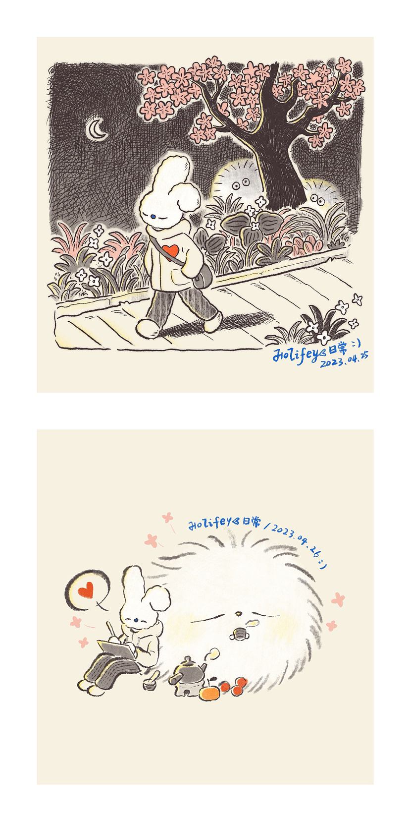 2023年/4月日常小画（图ZMzQwMjU3Mjg0） - 艺术插画 - 站酷设计师Holifey原创素材 - 站酷ZCOOL