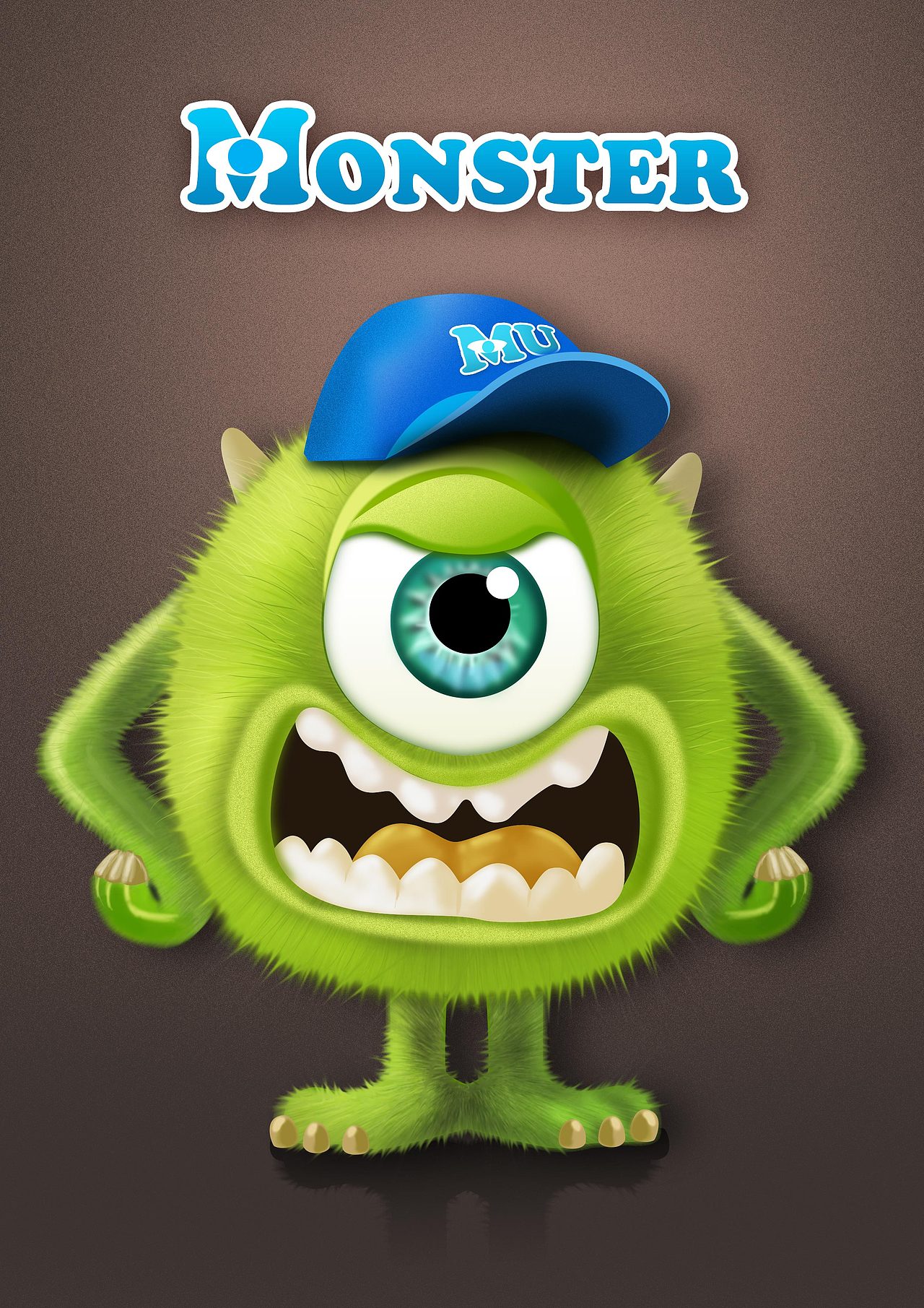 自己创作的绿色毛毛大眼怪