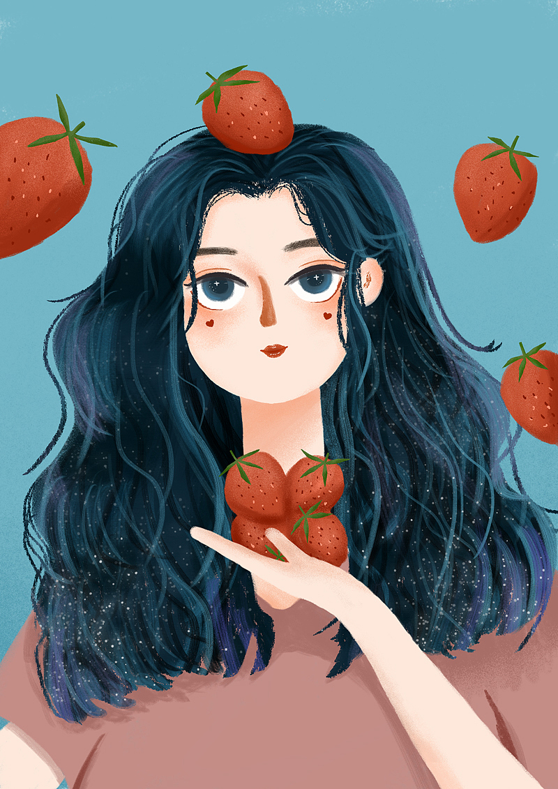 临摹-脖子超长的草莓女孩（图ZMjYzNDE3Njk2） - 创作习作 - 站酷设计师吃南瓜灯的喵原创素材 - 站酷ZCOOL