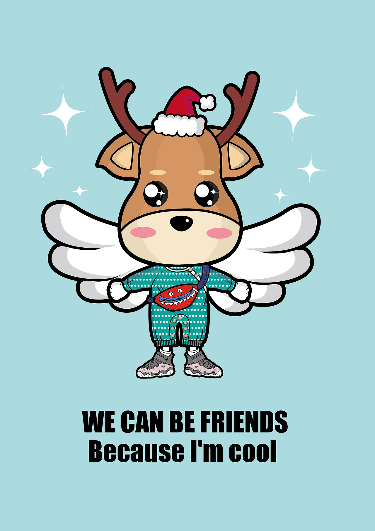 戴着翅膀的小麋鹿