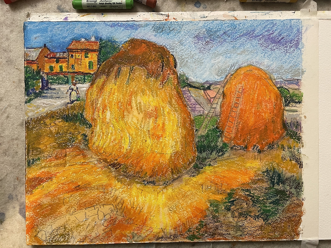 油画棒临摹之梵高作品普罗旺斯的大草堆（图ZMjM2NTQwMzQw） - 绘画 - 站酷设计师慕渔艺术原创素材 - 站酷ZCOOL