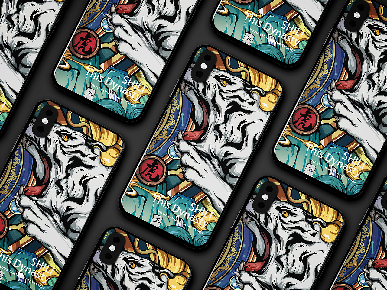 《龙争虎斗》国潮插画展示与应用（图ZMjMwODkzMzAw） - 创作习作 - 站酷设计师小小Jeet原创素材 - 站酷ZCOOL