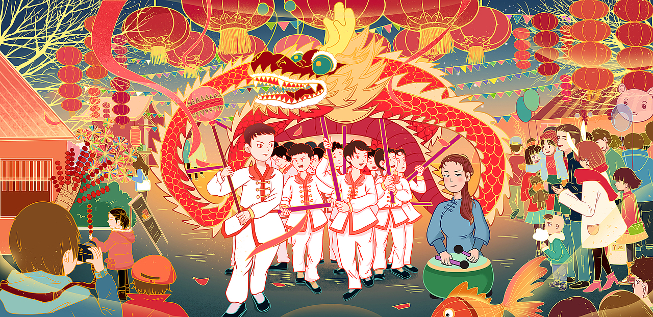 春节（图ZMjUyNzI0NTgw） - 商业插画 - 站酷设计师春秋笔绘原创素材 - 站酷ZCOOL