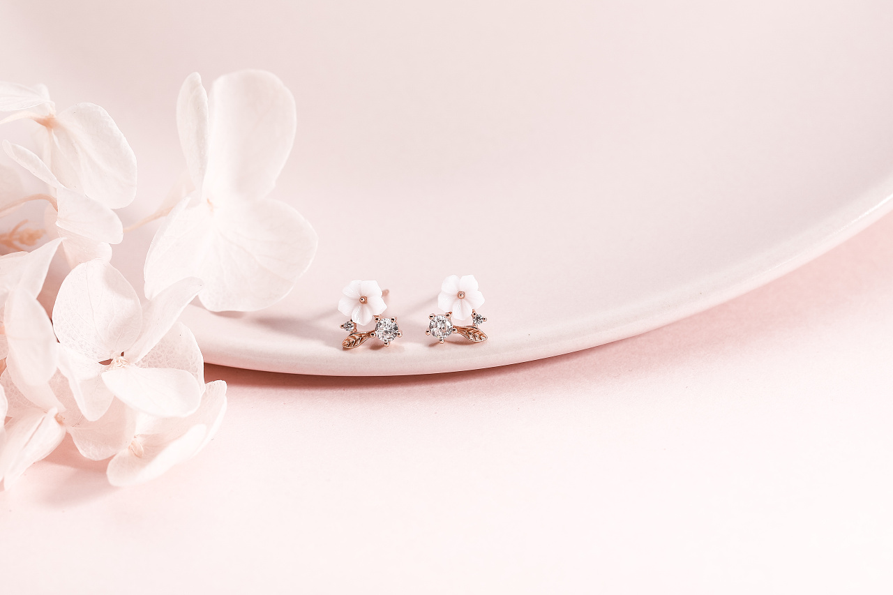 银饰品耳钉耳环首饰拍摄/电商静物产品拍照/小清新饰品