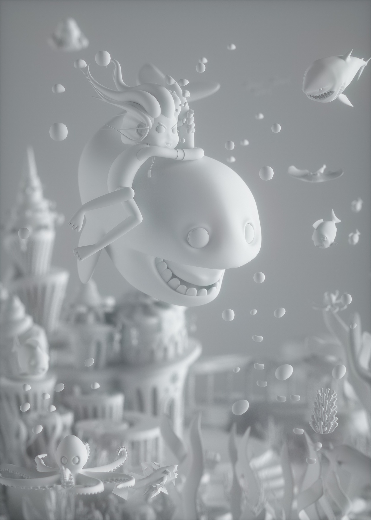 C4D 插画转三维（图ZMjE0NTM4NDI0） - 人物/生物 - 站酷设计师伊梦RYO原创素材 - 站酷ZCOOL