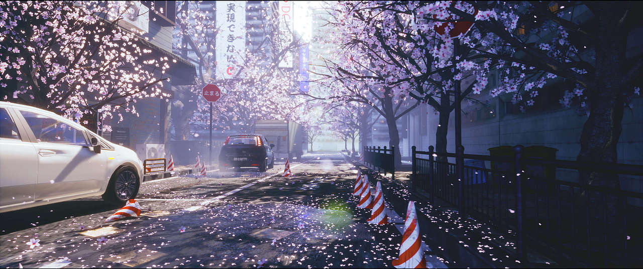 虚幻4渲染场景--樱花街道（图ZMTA1MTQyNDIw） - 商业插画 - 站酷设计师rengreng原创素材 - 站酷ZCOOL